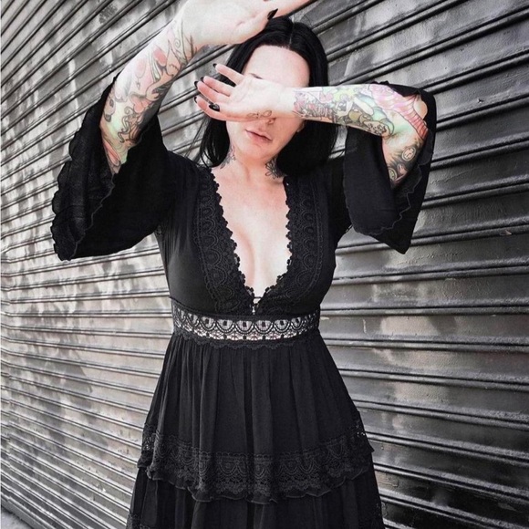 Foxblood Pixie Goth Dress - Picture 3 of 11
